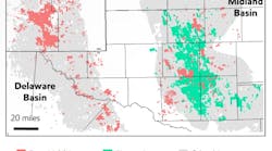 ExxonMobil and Pioneer Natural Resources Permian basin acreage map.