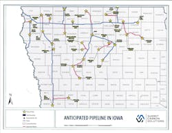 Summit Carbon Solutions' anticipated pipeline in Iowa.