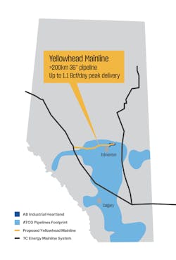 ATCO's Yellowhead Mainline map.