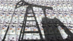 Pump jack on US US dollar notes