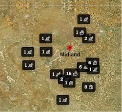 Satellite imaging of Midland County sites included wells, metering stations, pipelines, and compressor stations (Fig. 2).