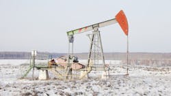 Oil pump jack. Bashkortostan, Russia.