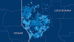 Expand's holdings in the Haynesville; legacy Chesapeake assets are in darker blue