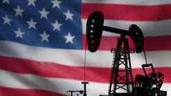 pumpjack over American flag