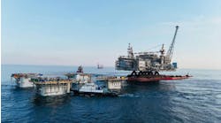 Scarborough topsides and hull joining operations